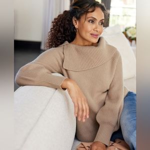 Soft Surroundings Tan Cowl Neck Sweater